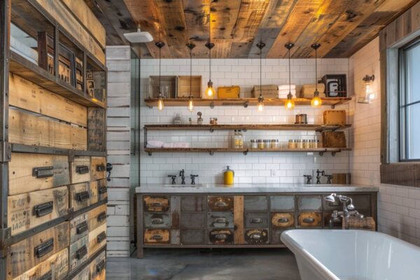 10 inspiracji na urządzenie łazienki z meblami z materiałów odzyskanych