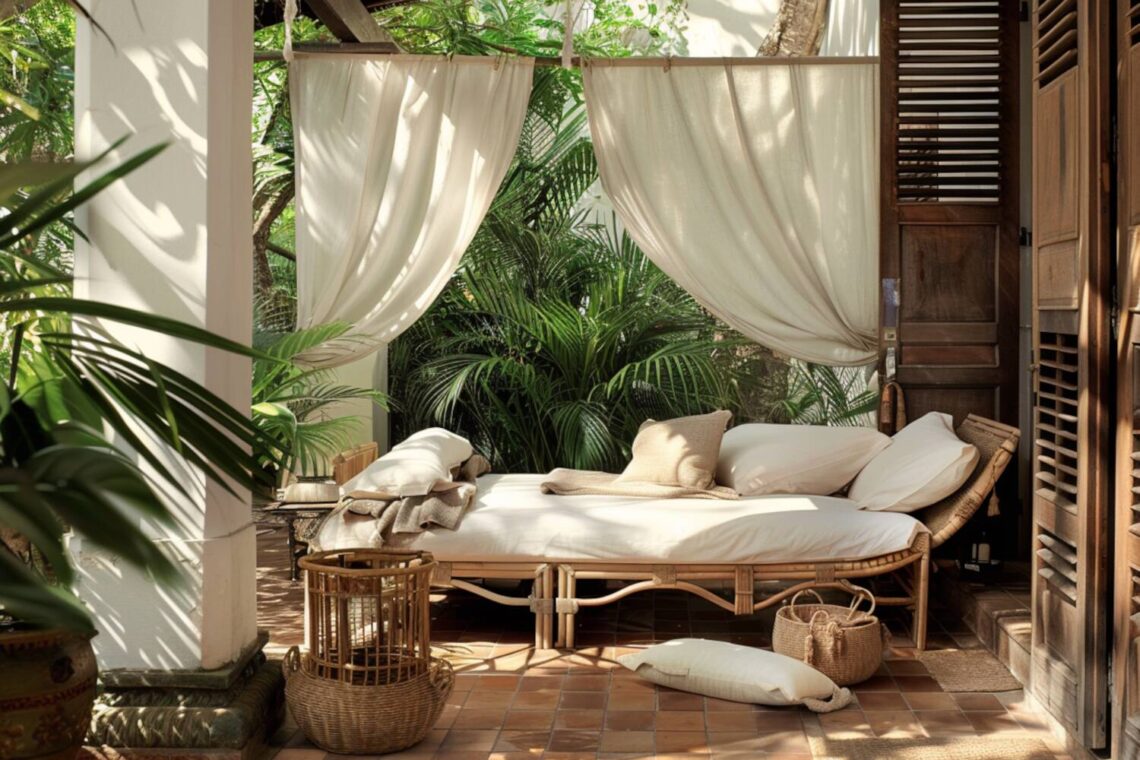 Jak zaaranżować taras w stylu kolonialnym z meblami wykonanymi z naturalnych materiałów