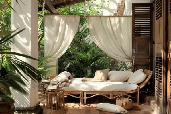 Jak zaaranżować taras w stylu kolonialnym z meblami wykonanymi z naturalnych materiałów