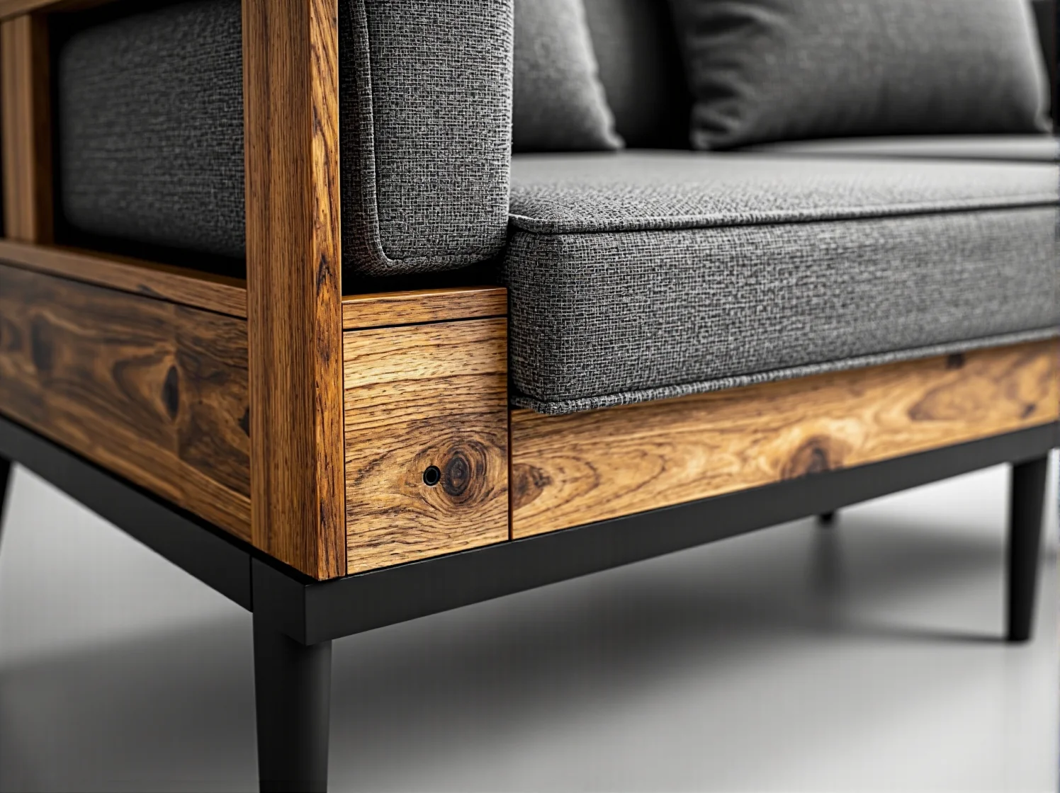 Ciepłe światło LED akcentujące naturalne materiały w ekologicznej sypialni.