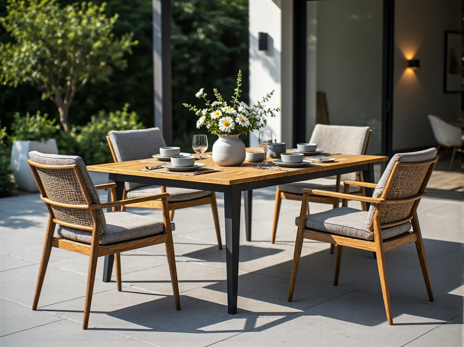 Drewniane meble na taras do wypoczynku w ogrodzie