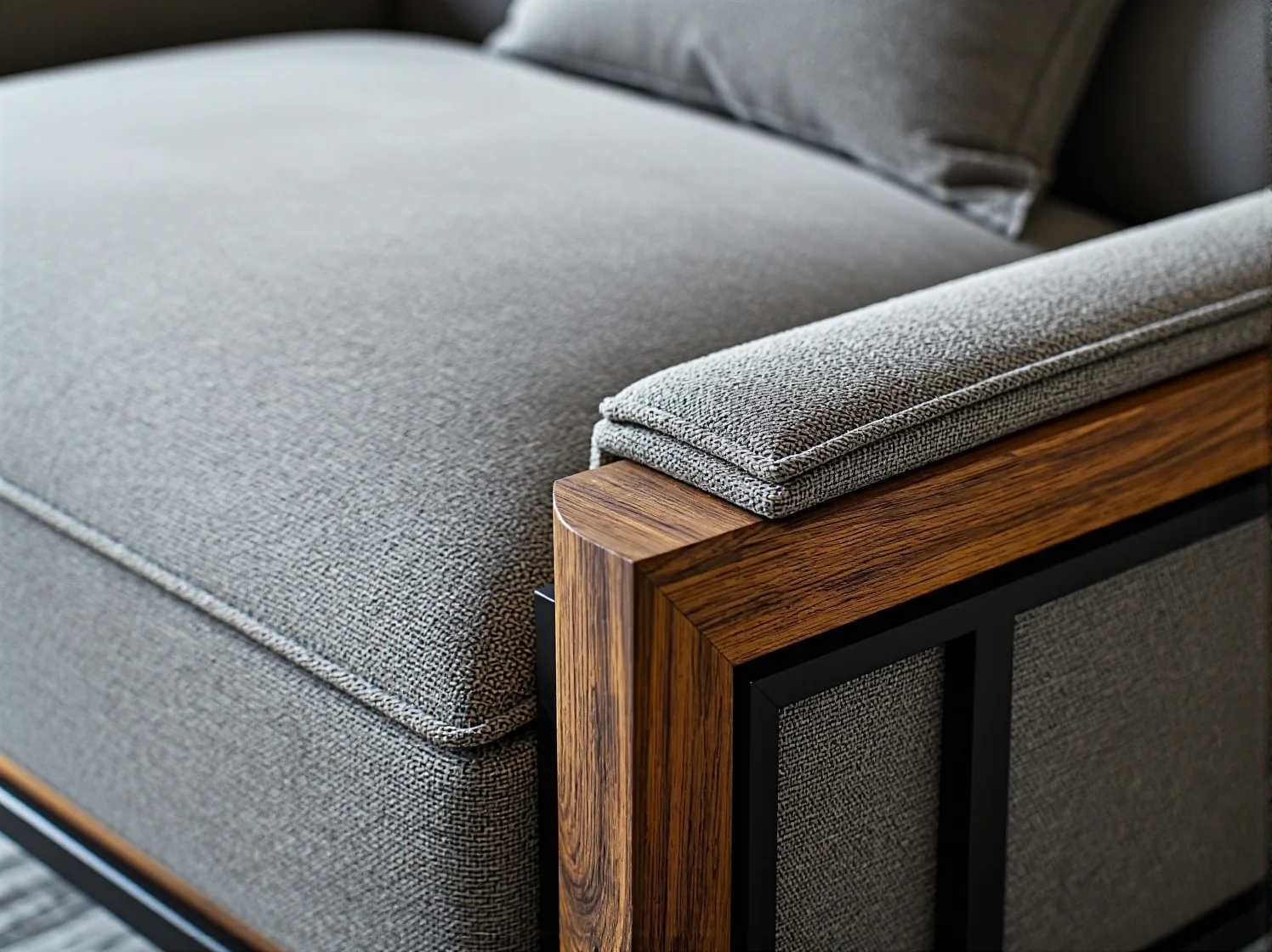 Skandynawski design - ergonomiczne oparcie beżowej sofy modułowej.