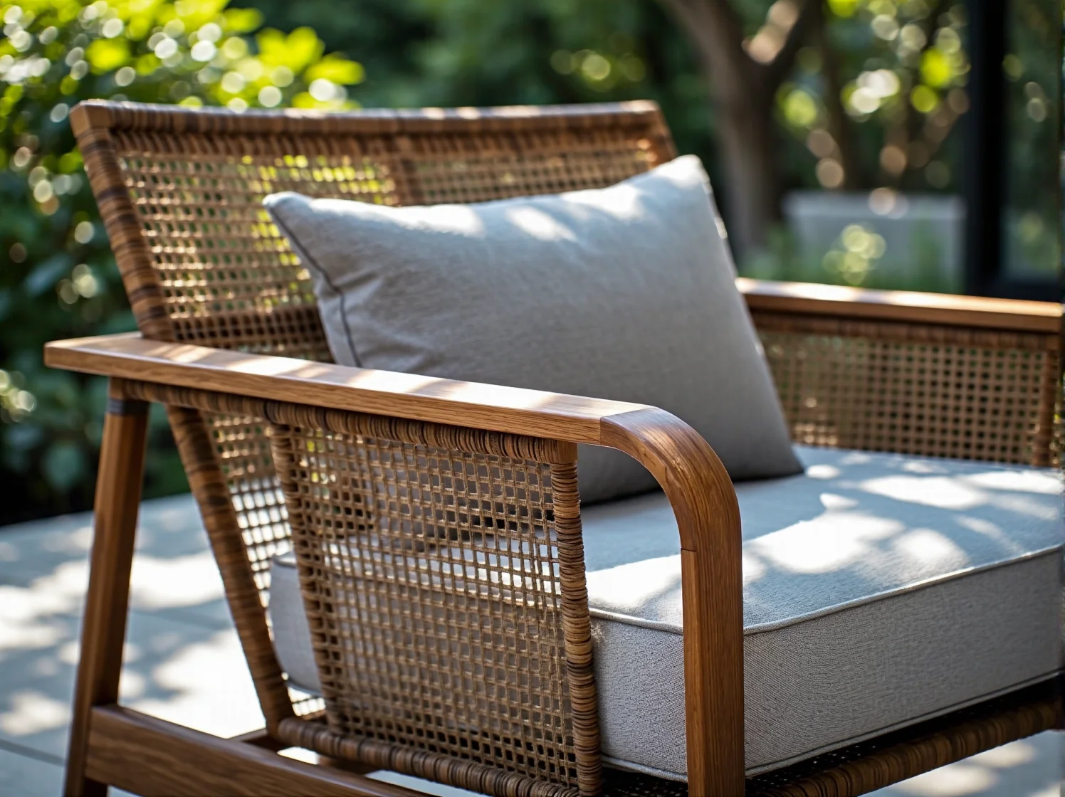 Nowoczesny zestaw mebli ogrodowych na tarasie