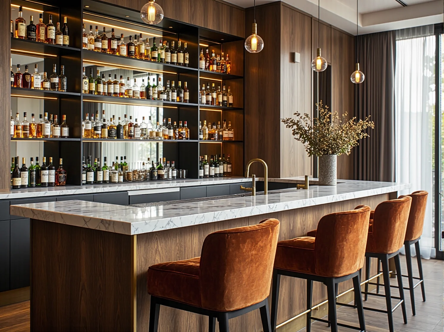 Kryształowe żyrandole i luksusowe oświetlenie w restauracji glamour