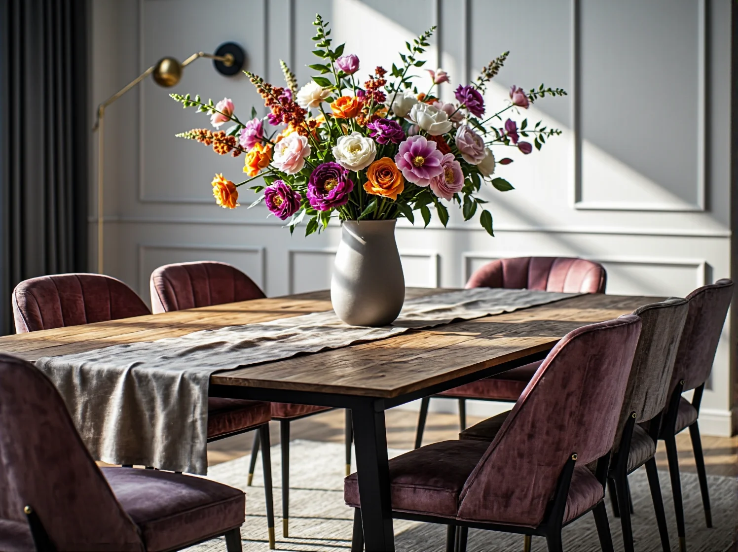 Pikowane sofy i welurowe krzesła w luksusowej restauracji glamour