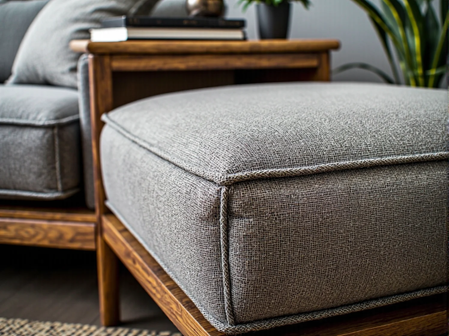 Mosiężna lampa stojąca i antyczny stolik kawowy jako dodatki do wnętrza vintage.