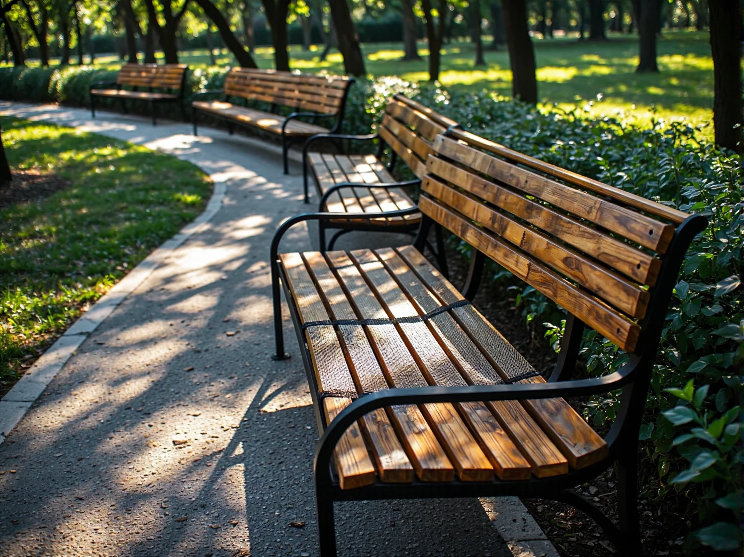 Solidny montaż trwałej ławki ogrodowej w przestrzeni miejskiej.