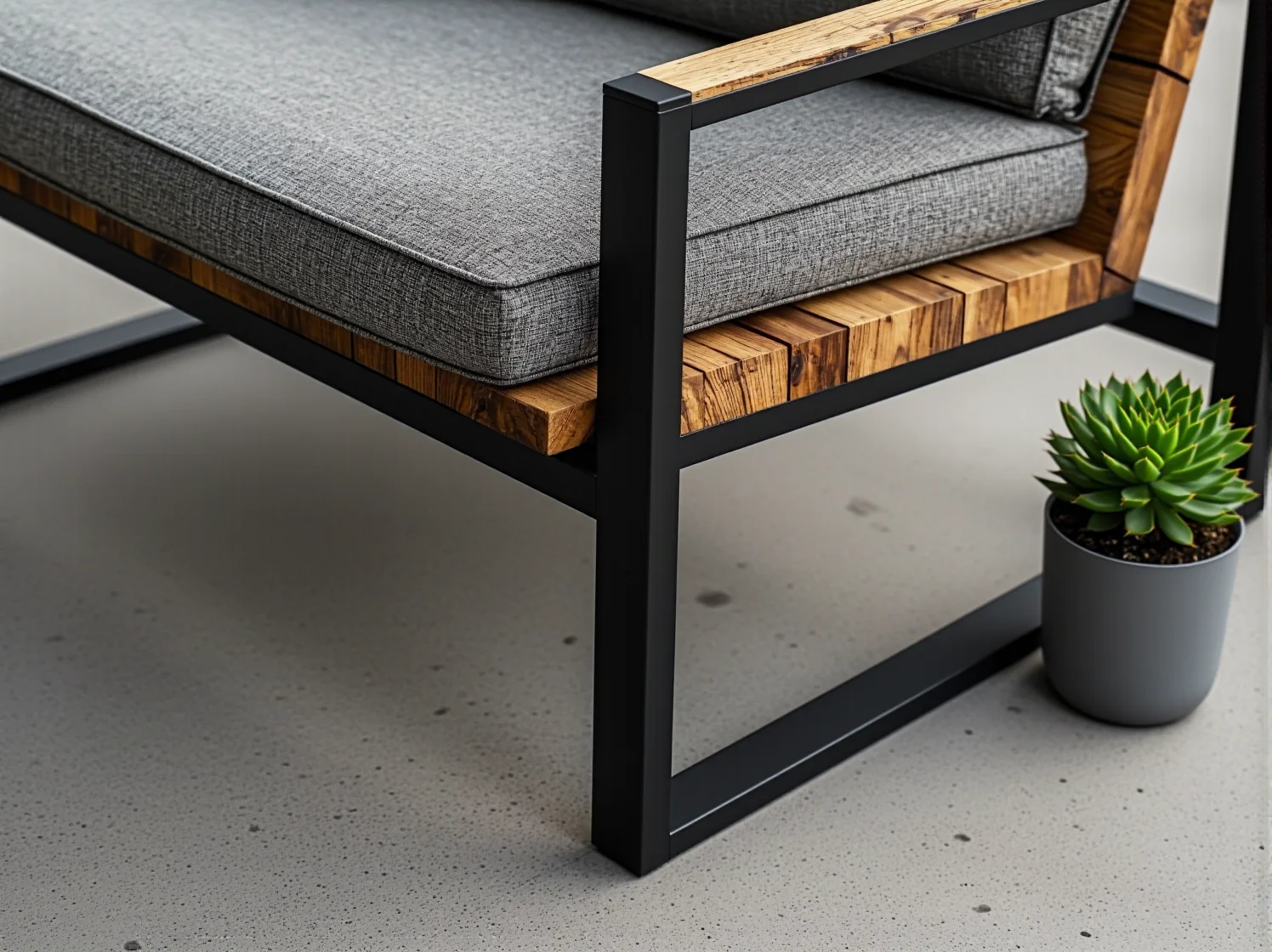 Poduszki i tekstylia ocieplające industrialne meble tarasowe