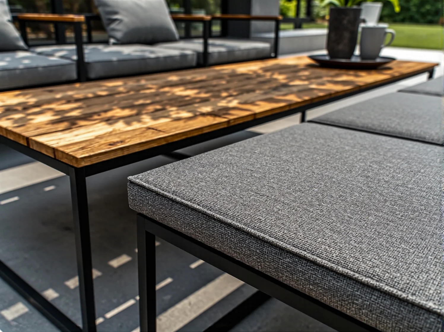 Designerski zestaw wypoczynkowy outdoorowy jako przykład zrównoważonego designu.